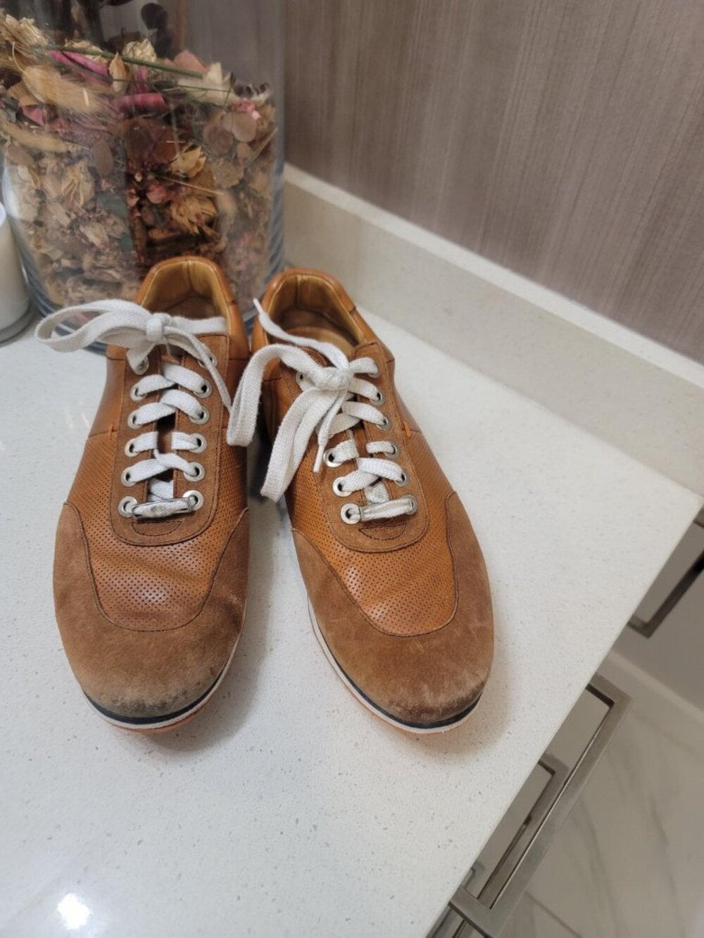 Royal Albatross Mens Leather Golf Shoes Wingtip Brogue Brown Orange Vibram Italy